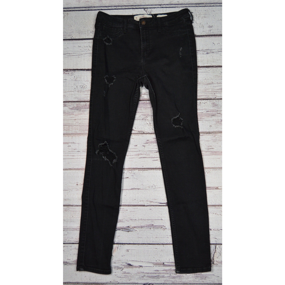 Hollister High Rise Super Skinny Women Junior Jeans Size 7 Distressed Pre-Owned